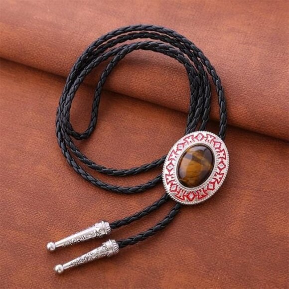 Tiger Eye Red Bolo Tie - Picture 2 of 6